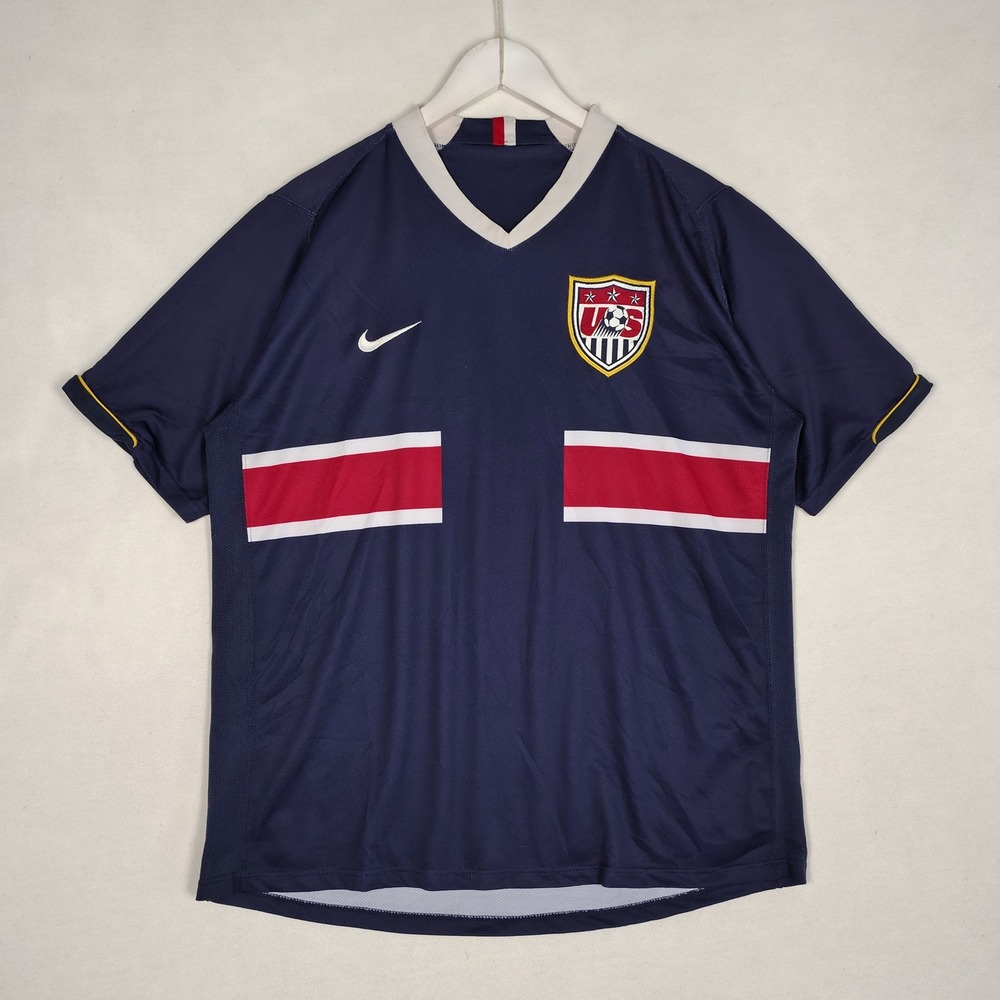 Nike USMNT Soccer Jersey Mens Navy Blue Red White Stripe US Soccer Crest Large